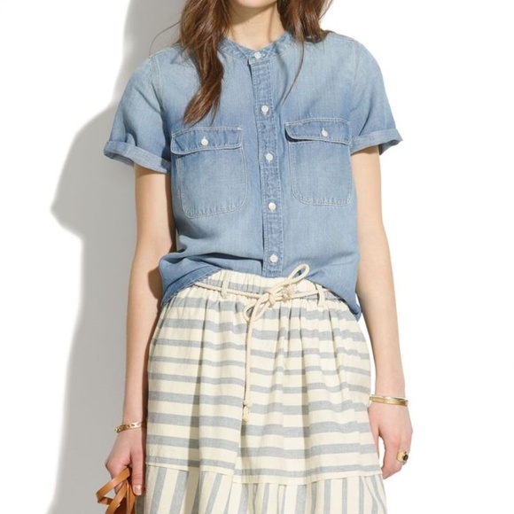 MADEWELL Blue Perfect Chambray Sunday Shirt [E8] - Picture 3 of 8